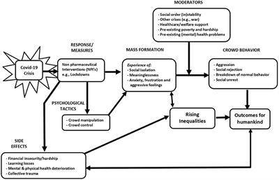 Aggressive measures, rising inequalities, and mass formation during the COVID-19 crisis: An overview and proposed way forward